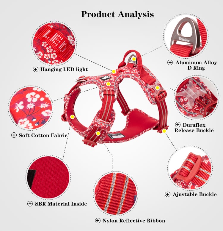 Truelove Adjustable Control Cotton Floral Pet Harness - immagine 4