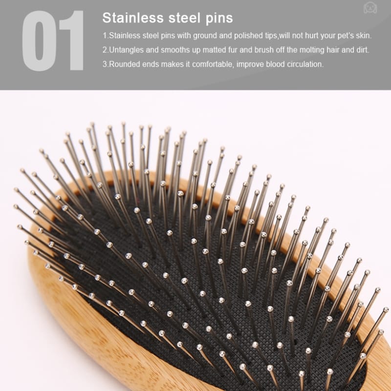 Truelove Premium Pet Grooming Comb: Bamboo Craftsmanship with Stainless Steel Precision - immagine 5