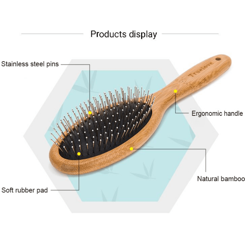 Truelove Premium Pet Grooming Comb: Bamboo Craftsmanship with Stainless Steel Precision - immagine 4