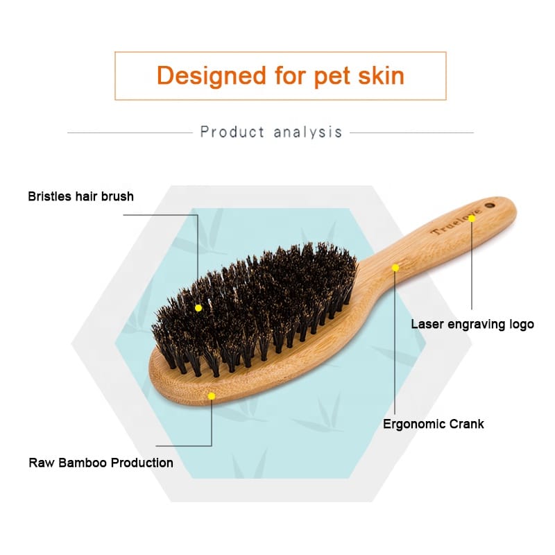 Truelove NatureTouch: Bamboo Handled Brush with Authentic Boar Bristles for Pets - immagine 2