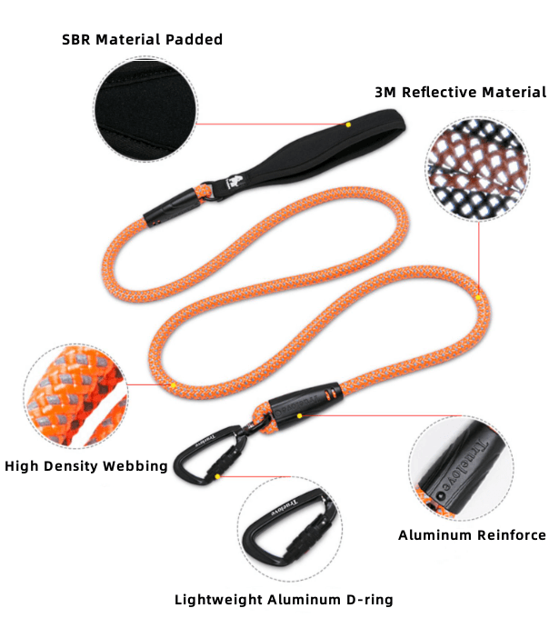 Truelove Nylon Rope Dog Leash with 3M Reflective - immagine 2