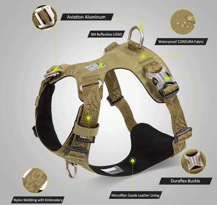 Truelove Cordura Fabric Soft Durable Tactical Dog Harness - immagine 3